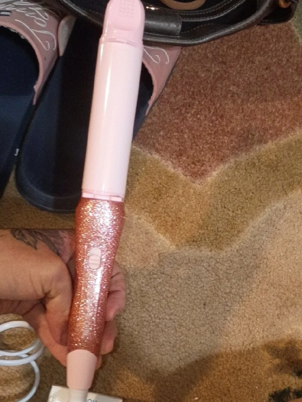 Rose Pink Glitter Hair Curler & Straightener — Women’s Styling Tool